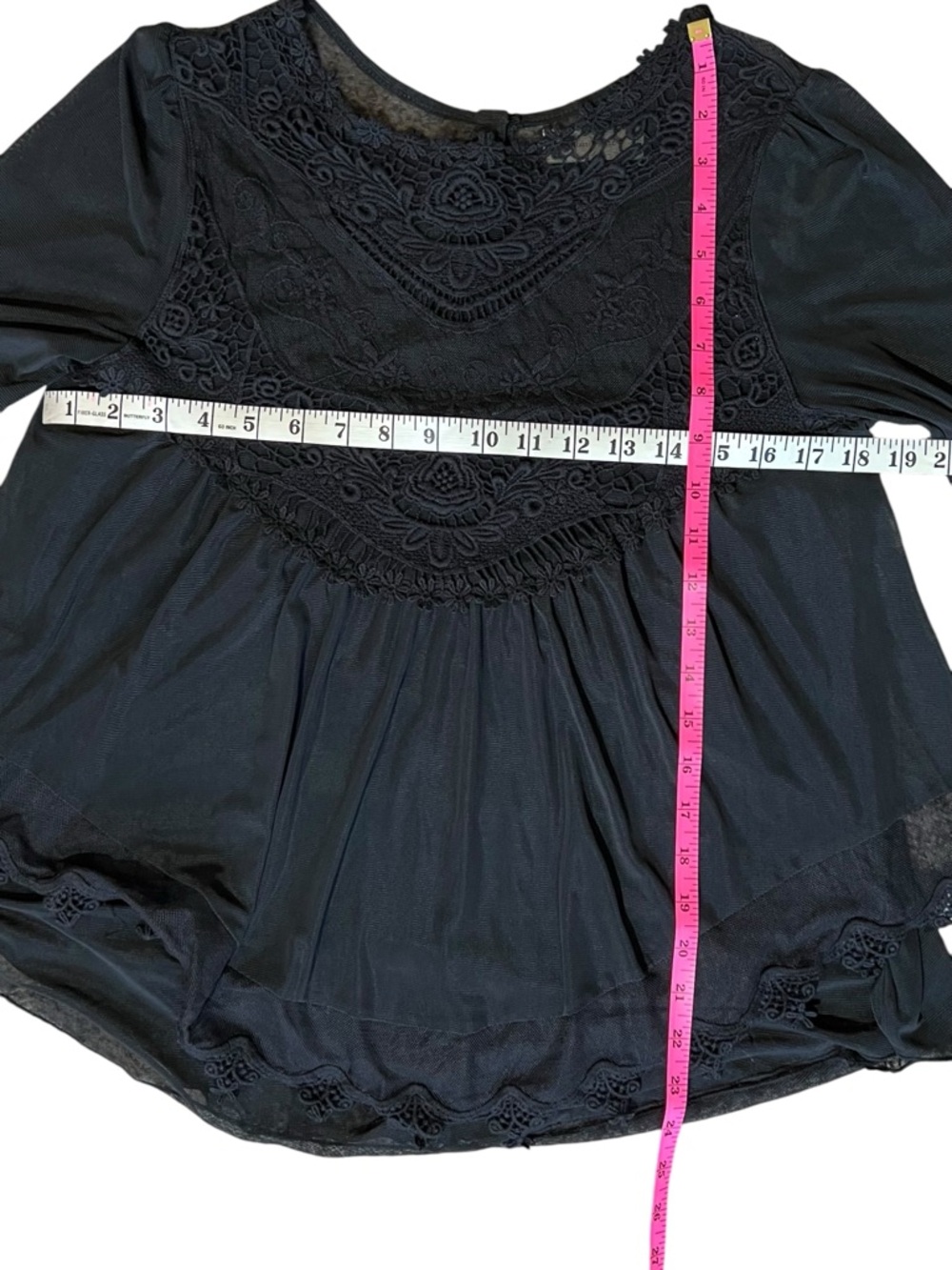 Altard State Black Boho Crochet Lace Bell Sleeve Fairycore Tunic Blouse Size S - Picture 6 of 10
